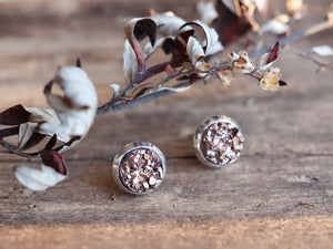 Boucles DRUZY or rose/ 8mm