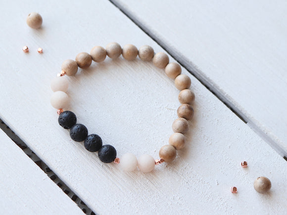 Lava stones and wooden beads bracelet