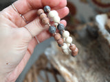 Wood and jasper bracelet duo